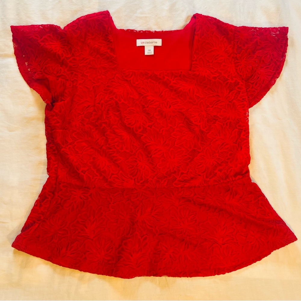 Liz Claiborne Red Lace Blouse